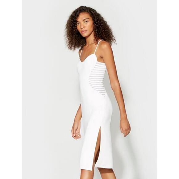 Halston Heritage Stretch Tulle Trimmed Crepe Dress White Size 2 NWT - Picture 1 of 7